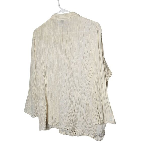 J. Jill Womens XL Crinkled Button-Up Shirt In Hemp Silk Blend Ruffle Work Office - Picture 2 of 9